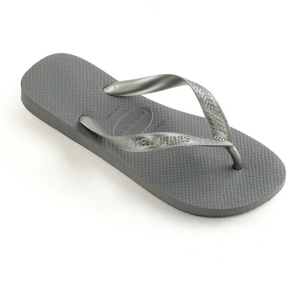 Havaianas Steel Grey Silver flip-flops sandals Slippahs gray metallic mens sz 9